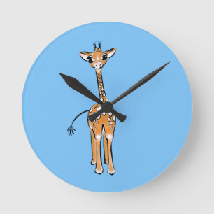 Relógio Redondo Desenho girafa bonito, animais safari