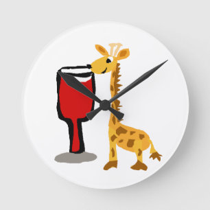 Relógio Redondo Desenhos animados engraçados do vinho tinto do