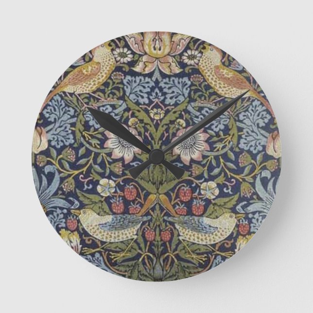 Relógio Redondo Design 1883 do ladrão da morango de William Morris (Frente)