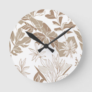 Relógio Redondo Design Boho Eclectic Flor de Campo Terracota Rústi
