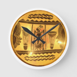 Relógio Redondo Design de Arte Étnica da África ouro