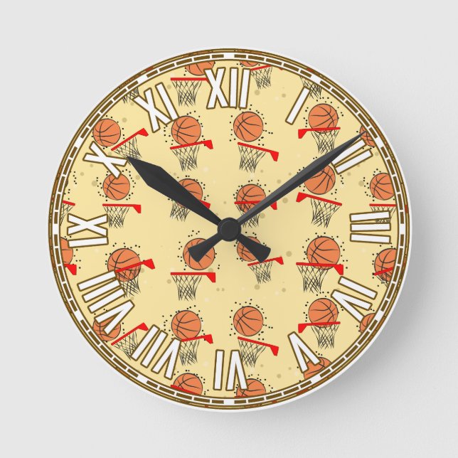Relógio Redondo Design de basquetebol (Frente)