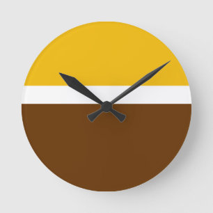 Relógio Redondo Design de Bloco de Cor Marrom-claro amarelo