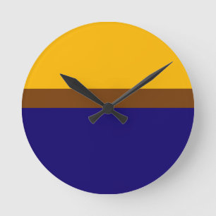Relógio Redondo Design de Bloco de Cores Simples Azul Amarelo
