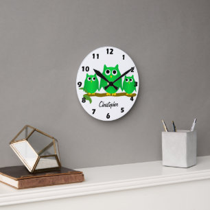 Relógio Redondo Design de Corujas Personalizadas