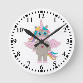 Relógio Redondo Design de Cute Rainbow Unicorn