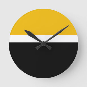 Relógio Redondo Design de Estilo de Bloco de Cor Preto Amarelo