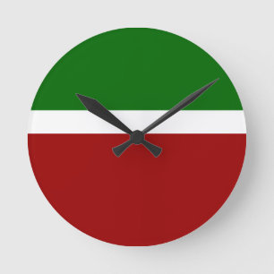 Relógio Redondo Design de Estilo de Bloco de Cor Verde Vermelho
