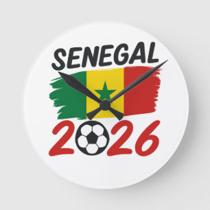 Relógio Redondo Design de Fã de Futebol Senegal 2026 com Estrela d
