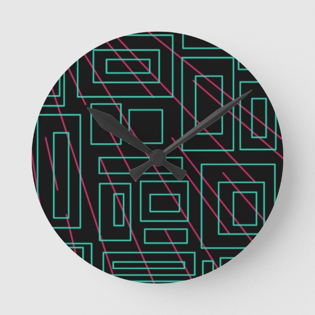 Relógio Redondo design de fundo preto (Frente)