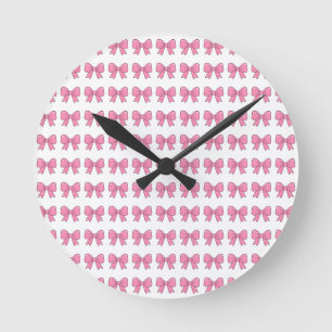 Relógio Redondo Design de Laço Rosa Fofo – Laço Kawaii Feminino