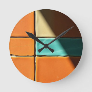 Relógio Redondo Design de Padrão de Azulejo Geométrico Moderno