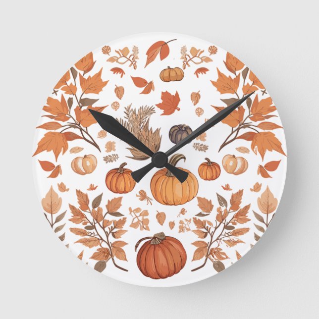 Relógio Redondo Design de padrão de queda (Frente)