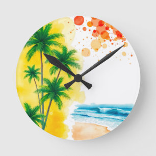 Relógio Redondo design de praia “Verão”