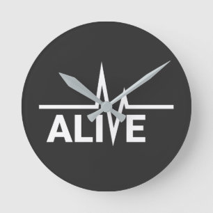 Relógio Redondo Design de texto Alive Heartbeat