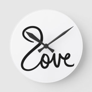 Relógio Redondo Design de Tipografia de Palavra "amor" Minimalista