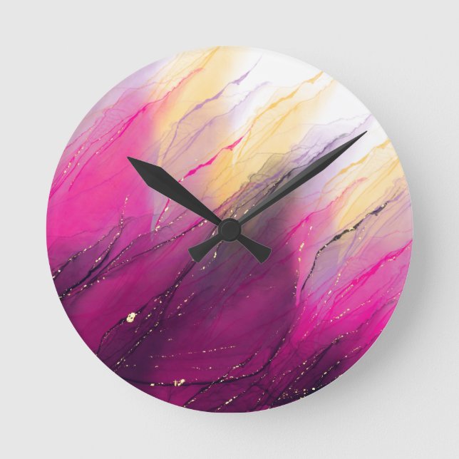 Relógio Redondo Design de Tumbler de Tinta Álcool (Frente)