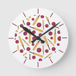 Relógio Redondo Design do Cricket Player Bat and Ball Cricketer