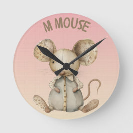 Relógio Redondo Design do Nursery: Ênfase Adorável do Mouse e do M