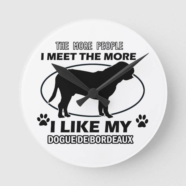 Relógio Redondo Design engraçado de dogue de Bordéus (Frente)