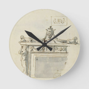 Relógio Redondo Design esboçado para uma lareira (a caneta & a