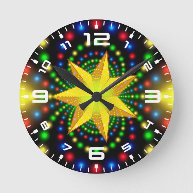 Relógio Redondo Design Fratural da Estrela de Natal-29440 (Frente)