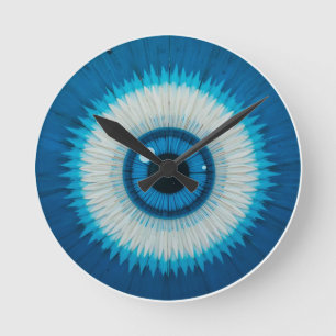 Relógio Redondo Design Mau artístico azul