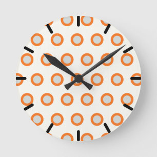 Relógio Redondo Design Retro Círculo Laranja