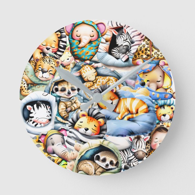 Relógio Redondo Desperdício em berçários selvagens Safari, que dor (Frente)