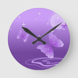 Relógio Redondo Destino bonito do amor dos animais roxos da