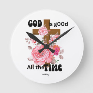 Relógio Redondo Deus é bom o tempo todo dizer cristão