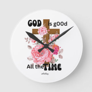 Relógio Redondo Deus é bom o tempo todo dizer cristão