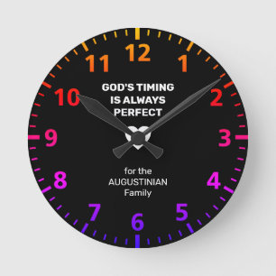 Relógio Redondo DEUS ESTÁ SEMPRE PERFEITO   Preto personalizado