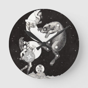 Relógio Redondo Deusa Lunar Celestial Antiga & Ursa Maior