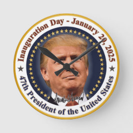 Relógio Redondo Dia da Inauguração do Presidente Trump 20 de janei