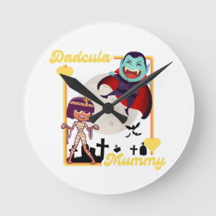 Relógio Redondo Dia das Bruxas da Família Spooky