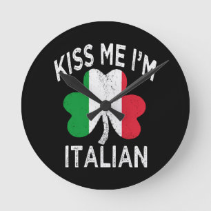 Relógio Redondo dia de são patrício beije-me sou italiano