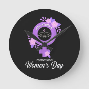 Relógio Redondo Dia Internacional da Mulher 8 de Março