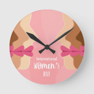 Relógio Redondo Dia Internacional das Mulheres Rosa