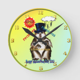 Relógio Redondo Dia Wallclock das Decisão-Decisões-Groundhog