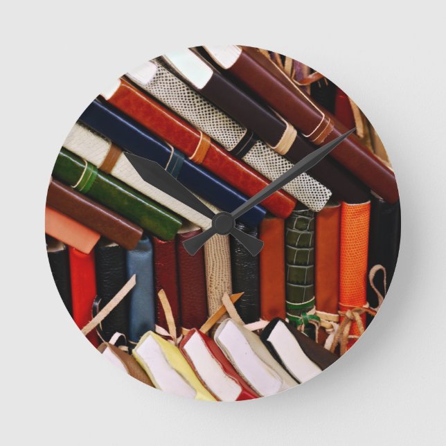 Relógio Redondo Diários de ligação de couro (Frente)