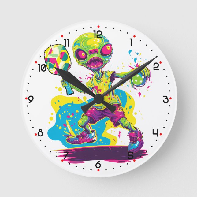 Relógio Redondo Dinkin' with the Aliens Pickleball  (Frente)