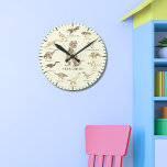 Relógio Redondo Dinosaurs with names Personalized<br><div class="desc">Add your child’s name to this fun 12 Dinosaurs in with their dino names. The perfect educational design for the child who loves dinosaurs. This fun palaeontology clock includes all the prehistoric jurassic era favourites including T. rex or tyrannosaurus, velociraptors, brachiosaurus, brontosaurus, stegosaurus, the flying pterodactyl, triceratops, spinosaurus, ankylosaurus, plesiosaurs,...</div>