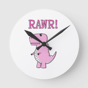 Relógio Redondo Dinossauro roxo com raiva e desenho animado