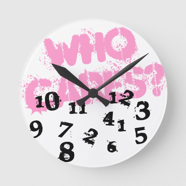 Relógio Redondo Distressed wall clock | Pink who cares graffiti (Frente)