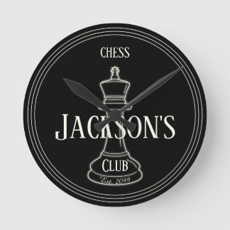Relógio Redondo Diversão Ivory King Chess Piece com o nome Wall Cl