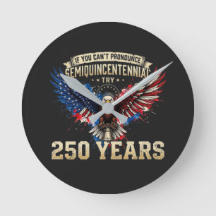 Relógio Redondo Divertido Semiquincentenário 250 Anos EUA 2026 Águ