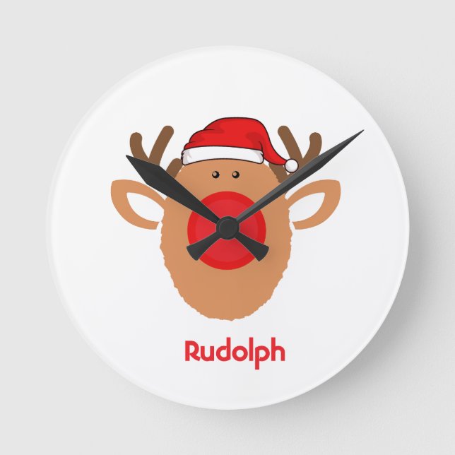 Relógio Redondo Divertimento Rudolph Natal (Frente)