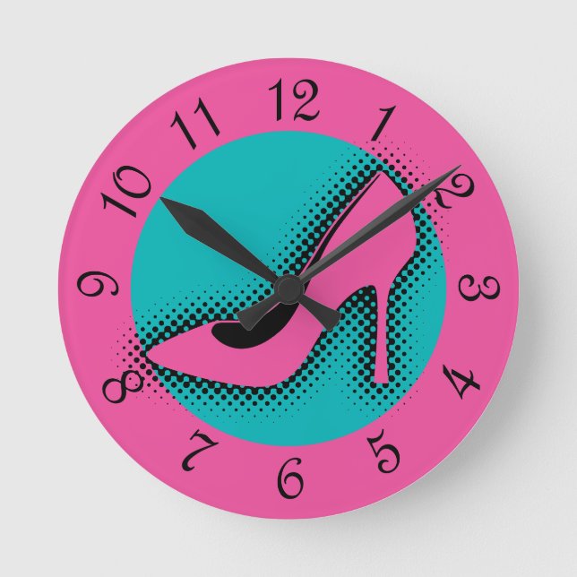 Relógio redondo do Calçado de alto calcanhar retro (Frente)