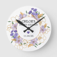 Doce 16 Presente Personalizado Dourado Floral Roxo